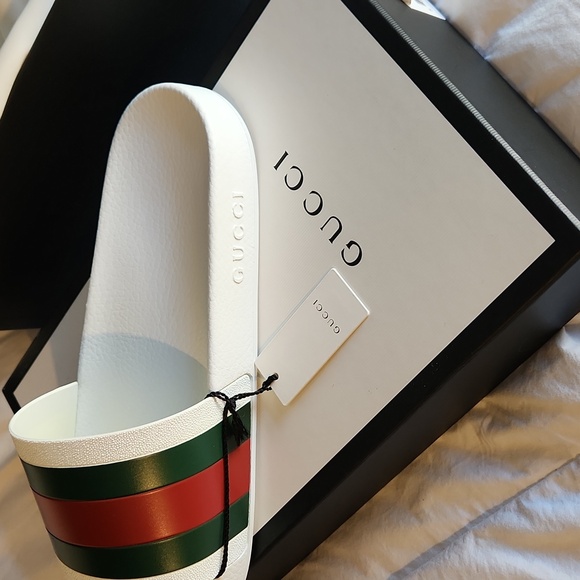 Auth NEW‼️ Gucci slides, Men's size 14 made in Italy, - Picture 7 of 11
